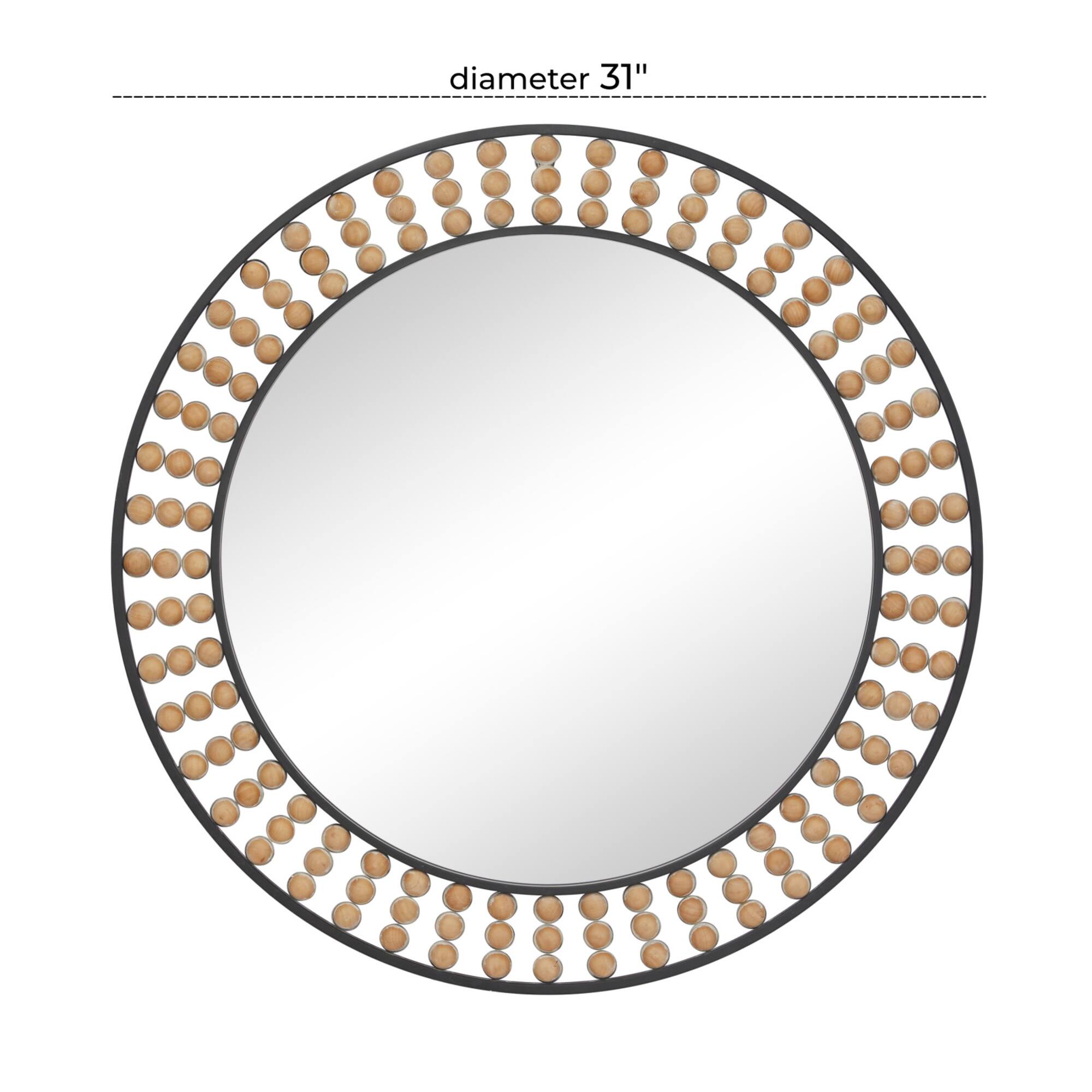 Black Metal Bohemian Wall Mirror, 31" x 2" x 31"